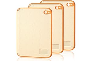 SYLANDA Tagliere in plastica da 3 pezzi, tagliere da cucina antiscivolo con spremiaglio scanalato, antibatterico e antimuffa, con foro di sospensione, utensile da cucina, per frutta, verdura, carne