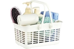 ALINK Plastic Shower Caddy Basket with Handle, Portable Mesh Storage Organizer for College Dorm, Bathroom, Kitchen - White