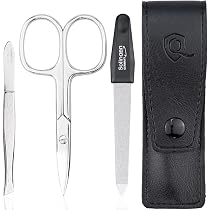 3-teiliges Maniküre-Set Von Solingen Im Echten Lederetui: Nagelschere, Pinzette & Feile