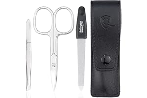 ‎MARQUS marQus Nagelschere und Pinzetten Set 3 teilig - mit Feile aus Solingen, das praktische Nagelpflegeset für alle Fälle und Taschen, Reise Maniküre Nageletui