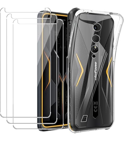 Ulefone Power Armor 16 Pro Coque de téléphone ultra fine + anneau de support de support, gel pudding en silicone souple de 15,1 cm (BlackRing-T