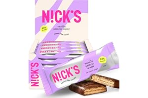 N!CK'S NICKS Protein wafer Vainilla | 25% Proteína | 203 calorías | Barritas Proteicas Oblea Chocolate Sin Azúcar Añadido Low Carb Snack Bar Sin Gluten (24x40g)