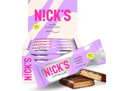 NICKS Protein Wafer Bar | 25% Protein | 203 Calories | Low carb Choklad Kexbar Snack utan tillsatt s - Amazon Deal & Rabatt