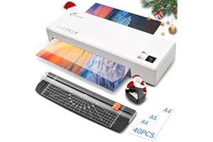 Laminiergerät,Laminiergerät A4 Mit 40Pcs Laminierfolien A4 A5 A6, Buyounger Laminator Mit papierschneider Eckenabrunder FürHeimgebrauch Büro Schule