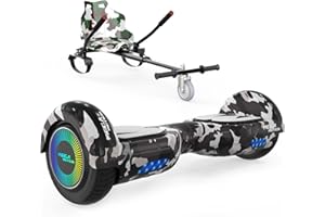 MEGA MOTION Hoverboards mit Hoverkart für Kinder, 6.5 Zoll Hoverboards mit Bluetooth Lautsprecher, mit LED-Leuchten, Geschenk für Kinder und Jugendliche