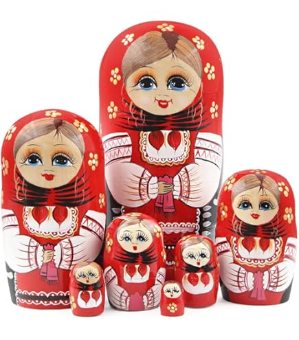 Lot De 5 Poupées Russes Matriochkas H12cm – Peintes Main & Signées – Artisanat Russe