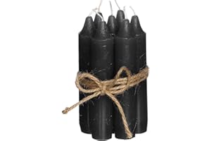 comforder Set di candele (7 pezzi), 11 cm, colore nero, candele da tavola, tinta unita, 4 ore di durata