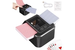 Buldoospok Wiederaufladbar Automatischer Kartenmischer für 2 Decks, Geräuscharm Elektrischer Kartenmischer mit Auto & Manuell, Tragbar Kartenmischmaschine für UNO Romme Phase 10 Skip-BO etc Karte