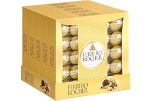 ‎FERRERO Ferrero Rocher – Knusprig-cremige Nuss-Pralinen-Spezialität – 5 Packungen à 25 Einzelpralinen
