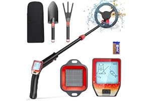 SenDeluz Détecteur Métaux, Haute Précision avec LCD, Réglable (66-83 cm) Bobine étanche IP68, Détecteur de Métaux Or avec Pelle Râteau et Tamis et Sac de Transport