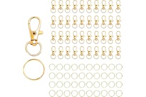 GUANGYUAN Moschettone Portachiavi girevole cordino Snap Hook con portachiavi,80 Moschettoni Piccoli Multiuso Anelli 40Portachiavi e 40Moschettone Girevole Ganci per Bigiotteria cordino anelli Craf-dorato