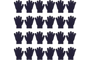 QKURT 12 Packs of Winter Magic Gloves for Kids,Full Fingers Knitted Magic Stretch Gloves Thermal Winter Mittens for Boys Girls Baby
