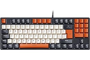 havit Mechanical Gaming Keyboard UK Layout Wired Red Switch 90 Keys TKL PBT Keycaps with Number Pad for PC/Laptop/Computer, Black