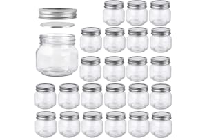 Betrome 8 oz Mason Jars, 24 Pack 240ml Glass Canning Jars with Regular Mouth Lids, Glass Storage Containers for Overnight Oats, Jam, Jelly, Honey, Beans, Spice, Wedding Party Favor, Shower Favor