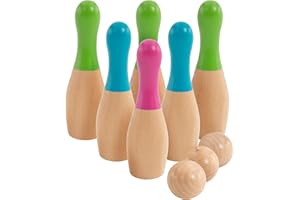 TP Toys TP022 Garden Skittles TP Kegel-Set Holzkugel, FSC-zertifiziertes Holz, für 2+ Spieler, grün, Large