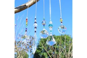 YU FENG YUFENG Dekoracja okienna, wiszące, ośmiokątne kryształowe i perłowe elementy, łapacz słońca, pomysł na prezent. 5 sztuk