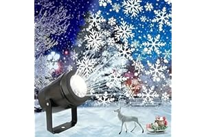 SURPZON Xmas Projector Snowflake Outdoor Christmas Projector Lights LED Moving Snow Shower Waterproof Spotlight Landscape for Outside and Indoor Garden Lawn House Party Decor Holiday Decoration