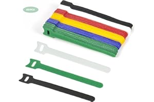 IRYNA 60 Pieces Velcro Cable Ties, Reusable Cable Tie, Adjustable Straps Tidy Wrap Hook and Loop Fastening Wire Ties for PC Computer Electronics Home Office Cable Organiser