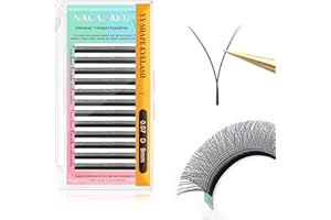 NAGARAKU YY Pestañas Suministros Y Lash Abanicos Prefabricados 4D Volumen Ruso Cruz YY Pestañas Tejidas a Mano Malla en Forma Y Eyelash Extension Wispy Cluster Negro Mate 12 Filas(0.07 D Curl 9mm）