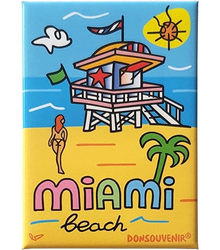 Miami Florida USA - Imanes Para Refrigerador 3D, Productos De Madera Resistentes A La Friccion Recuerdos De Viaje Decoracion Del Hogar Y La Cocina