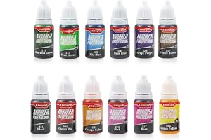 E-Kongton Airbrush Matfärg Flytande, 12 Färger, 0.35oz/Flaska | Levande Färger, För Airbrush, Bakning, Tårtdekoration, Luktfri