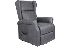 Cribel Arlette D Poltrona Relax in Nabuk, Movimento Elettrico con Funzione Alzapersona, Recrinabile, Telecomando Incluso, Grigia, 72.5x94x109 cm