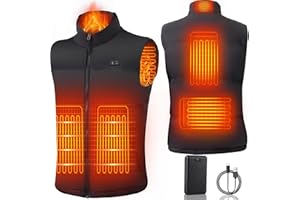 MINCOO Gilet Riscaldato Uomo con 7.4v 18400mAh Batteria Inclusa, 3 Temperatura Regolabile Lavabile Giacca Giubbotto Riscaldato per Lo Sci Campeggio L'escursionismo L'outdoor