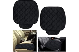 LALATOK Cuscino per Sedile Auto, Cuscino Sedile Auto Guidatore, Coprisedili invernali in Peluche, Confortevole Protezione per Sedile Auto, Universale, Antiscivolo(2 Cuscini di Seduta, Nero)