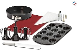 Moulinex XF389010 Kit Pâtisserie pour Robot Cuisine Companion 6 Accessoires Fouet Moules à Manqué et à Muffins Set de Poches à Douilles Tapis Silicone Spatule Flexible