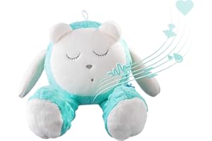 myHummy avec capteur Snoozy Menthe Premium | Peluche Bruit Blanc bébé | Machine à Bruit Blanc - Battement Coeur | My hummy avec capteur Peluche endormissement Bebe