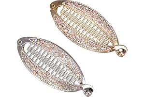 XNHIU Euvoym 2 Pieces Banana Fish Hair Clip Rhinestone Fashion Banana Fish Combs Tort Toned Comb Long Hair Clips Fish Grip Slide Clip Ponytail Hair Comb Barrettes