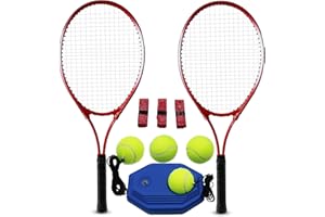 Magicorange Set di racchette da tennis per adulti, 2 giocatori, per principianti e professionisti, con 4 palline da tennis, 3 overgrip, 1 borsa da tennis