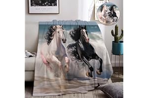 IUNTWEIE Coperta con stampa di molti cavalli 130x150, Coperta per cavalli,morbida coperta e copriletto per divano, coperta per camera da letto (A, 130x150cm)