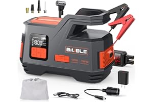 BIUBLE 4250A Arrancador de Coches, 150PSI Compresor de Aire, con Inflador Rápido, 12V Arrancador de Baterias de Coches(Todo Gas o 10L Diesel), Banco de Energía con 400-Lumen LED