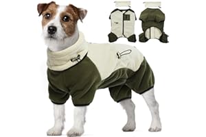 PUMYPOREITY Dog Fleece Coat, Warm Coats & Jackets for Dogs Winter Jumpers Jack Russell Thermal jacket with Neck Warmer Keeping Pets Warm during Cold Weather(Beige, M)