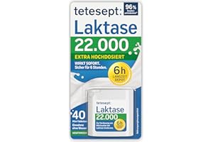 ‎TETESEPT tetesept Laktase 22.000 – 1 Dose à 40 Stück – Laktasetabletten bei Laktoseunverträglichkeit – Nahrungsergänzungsmittel mit Sofortwirkung & 6h Langzeit-Depot