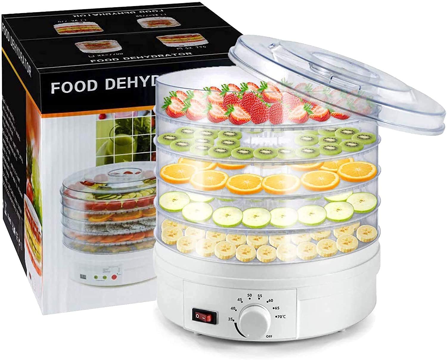 Electric Food Dehydrator with 5 Stackable Tray|Fruit Dryer Machine Home|Vegetable,Flower,Meat Beef Jerky Drying