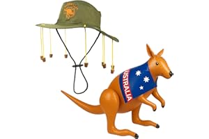 Navoys Australian Cork Hat & Inflatable Kangaroo - Fancy Dress Kit, Outback Style, Fancy Dress Accessories, Safari Explorer, Aussie Themed Events