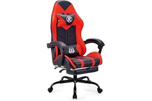 play haha. Chaise de Jeu Chaise de Bureau Chaise pivotante Chaise d'ordinateur Chaise de Travail Chaise de Bureau Chaise Ergonomique Chaise de Course Chaise en Cuir (Rouge,avec Repose-Pieds)