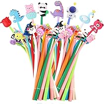 SANNIX 50 penne morbide per bambini, simpatiche penne Bobblehead a forma di cartone animato, regali di compleanno per ragazzi e ragazze, premi in classe per bambini, bomboniere e forniture per ufficio