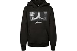 Mister Tee Sudadera Pray para niños con capucha, manga larga con estampación delantera, gorro con cordón, bolsillo delantero, de moda urbana, distintos colores, tallas 110-146