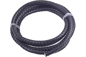 KONMAY 2 Yards 8.0mm Lederband Lederschnur Rund geflochten,Schwarz