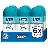 Sanex Dermo+ Total Protection Desodorante Antitranspirante Roll-On 72 Horas {50ml} – protección eficaz contra el sudor y el m