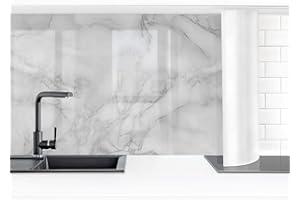 BILDERWELTEN Rivestimento cucina - Effetto marmo bianco e nero 80 x 400 cm Smart