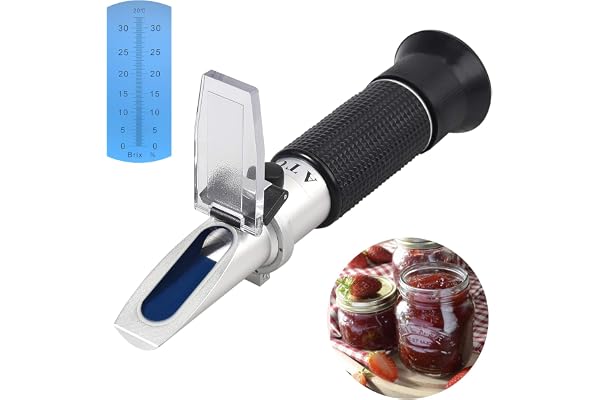 Proster Réfractomètre numérique Brix portatif pour test de sucre 0-32%, avec compensation automatique de la température, idéal pour confiture, fruits et boissons – Comprend 3 pipettes et étui de