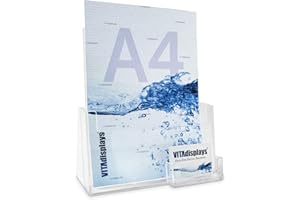 TAYMAR VITAdisplays - Soporte para folletos de mesa (tamaño A4, soporte para folletos y soporte para tarjetas de visita)