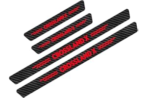 WYXAXNM 4 Stück Kohlefaser Auto Einstiegsleisten Schutz für Opel Crossland X, Türschweller Kratzschutz Abdeckung Verkleidung Protector Pedal Aufkleber Willkommen Pedal Scuff Guard Car Zubehör