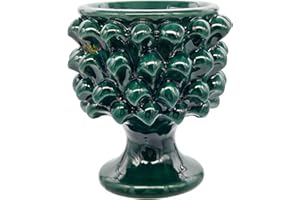 sicilia bedda - Mezza Pigna Siciliana in Ceramica di CALTAGIRONE - Realizzata Interamente a Mano - Vaso Porta Fiori - Ogni Realizzazione è Unica per Voi (Diametro 10, Verde)