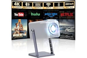 MODERN INNOVATIONS Proyector portátil 4K, Mini proyector Full HD Soporte 200 ANSI, con WiFi6, Bluetooth 5.0 y Android TV 11.0, Auto Keystone Ángulo Giratorio 360°, Proyector Móvil Cine en Casa para HDMI/USB/TV Stick