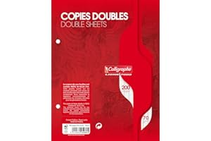 ‎CLAIREFONTAINE Clairefontaine 5080C - Packung mit 100 Blatt Klausurbögen Calligraphe 17x22 cm, französische Lineatur, 70g, Weiß, 1 Pack